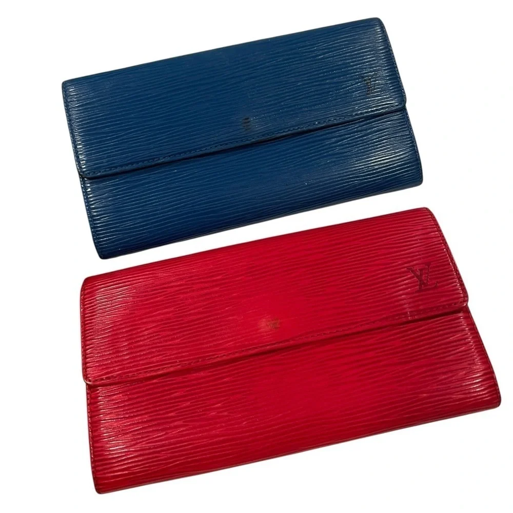 Louis Vuitton Vibrant long Wallet Duo one in Blue and one in Red | Epi Leather